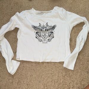 White Cropped Long Sleeve Tee